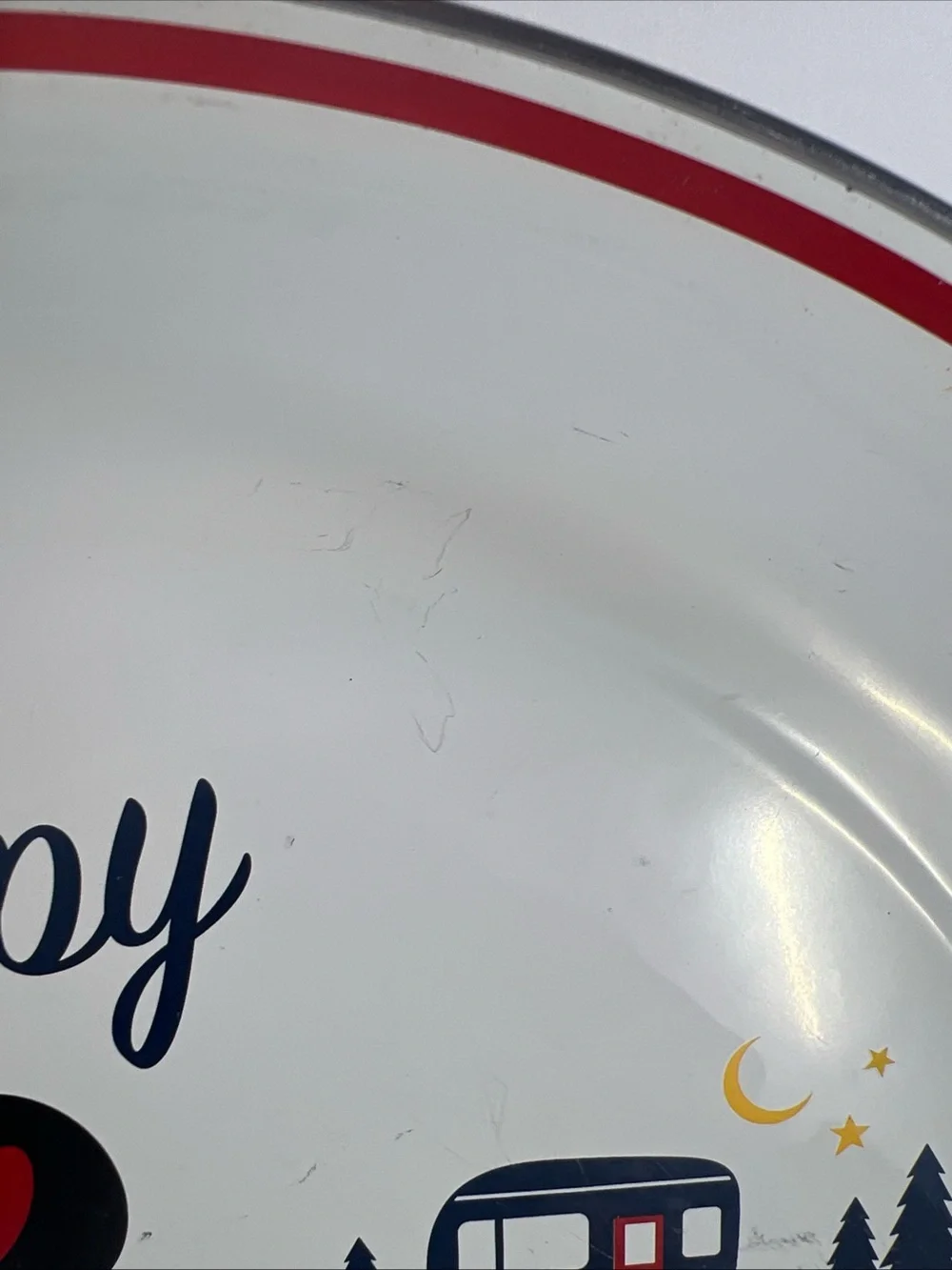 Disney Happy Camper Mickey Enamel Plate - White, Red, Yellow, Blue